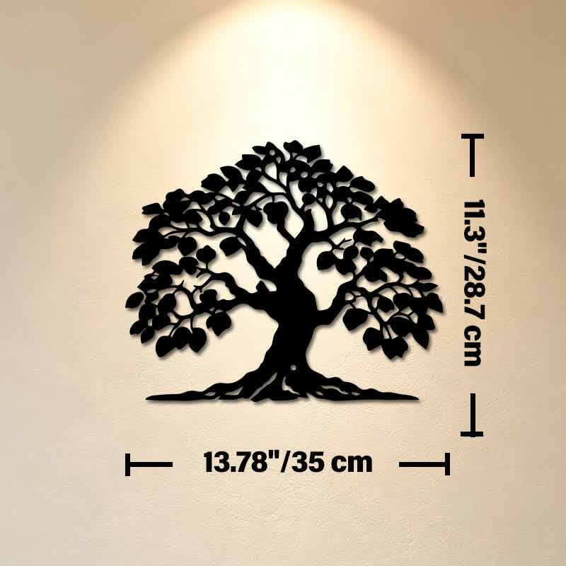 Buddha Stones Albero della Vita in Metallo, Silhouette dell'Unità, Ferro, Simboli Significativi, Decorazioni da Parete - Circa 35 cm x 28,7 cm x 0,1 cm / 13,78 pollici x 11,30 pollici x 0,04 pollici - image 6