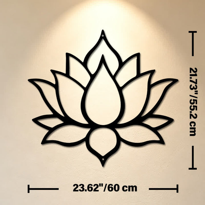Buddha Stones Quadro da parete in metallo con simboli significativi di loto, purezza zen e ferro, colore nero opaco. - Circa 60 cm x 55,2 cm x 0,12 cm / 23,62 pollici x 21,73 pollici x 0,05 pollici - image 12