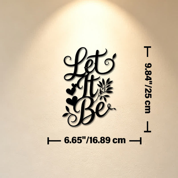 Buddha Stones Insegna in metallo con scritta "Let It Be", simboli significativi, decorazione da parete. - Circa 16,89 cm x 25 cm x 0,1 cm / 6,65 pollici x 9,84 pollici x 0,04 pollici - image 2