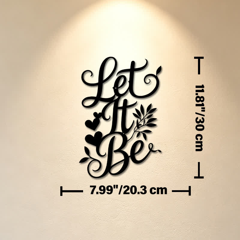 Buddha Stones Insegna in metallo con scritta "Let It Be", simboli significativi, decorazione da parete. - Circa 20,3 cm x 30 cm x 0,1 cm / 7,99 pollici x 11,81 pollici x 0,04 pollici - image 4