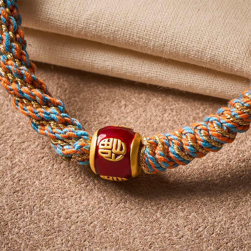 Buddha Stones Braccialetto della saggezza intrecciato a mano con il carattere tibetano Fu Om Mani Padme Hum. - image 10