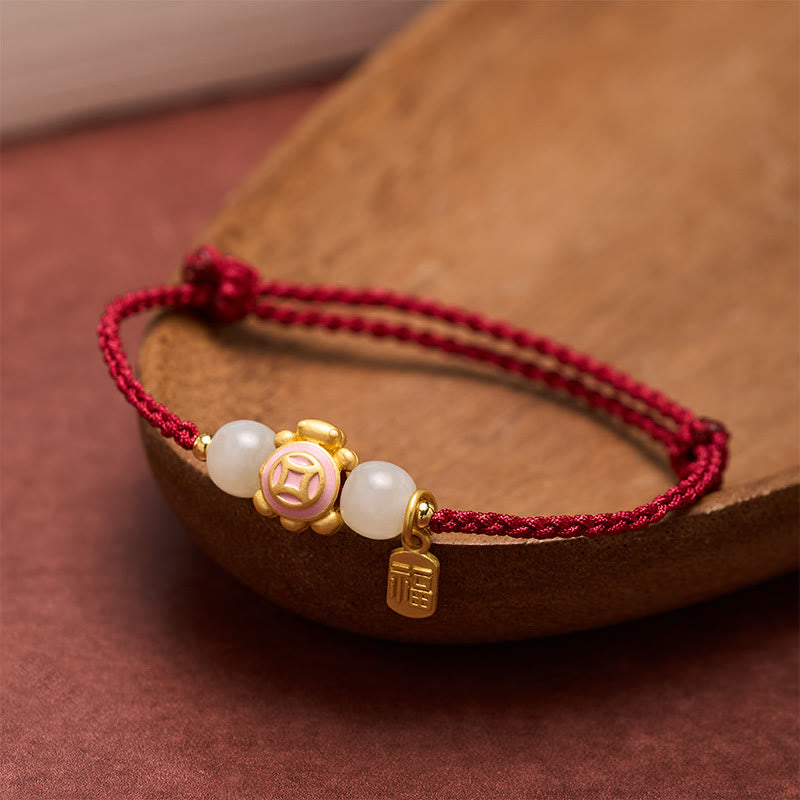 Buddha Stones Braccialetto di forza intrecciato a mano con cordino rosso tartaruga - image 11