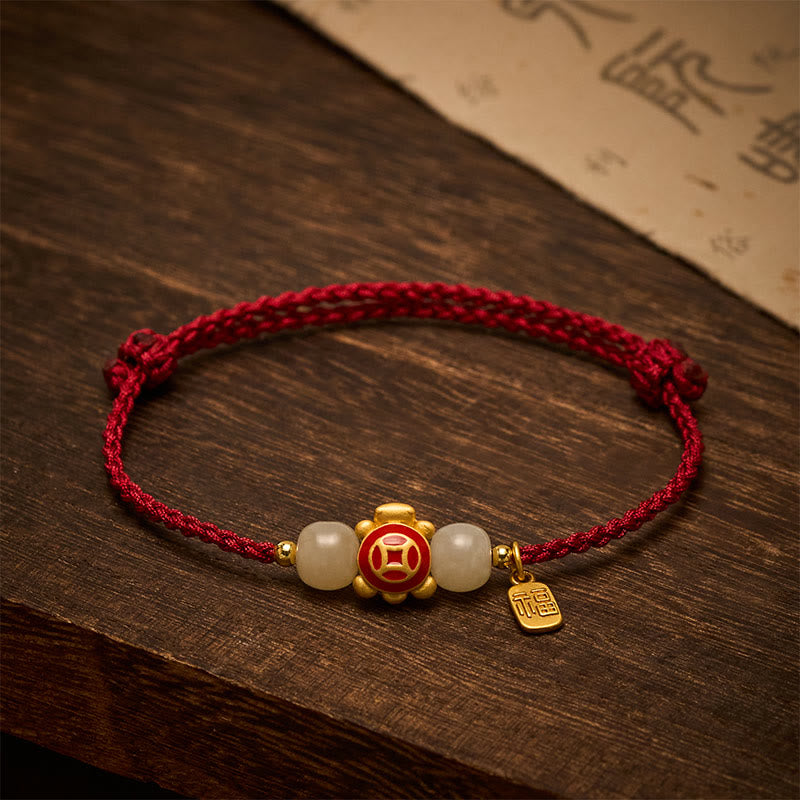 Buddha Stones Braccialetto di forza intrecciato a mano con cordino rosso tartaruga - image 3
