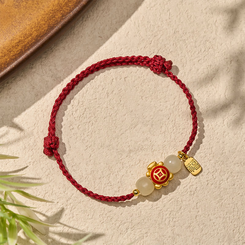 Buddha Stones Braccialetto di forza intrecciato a mano con cordino rosso tartaruga - image 2