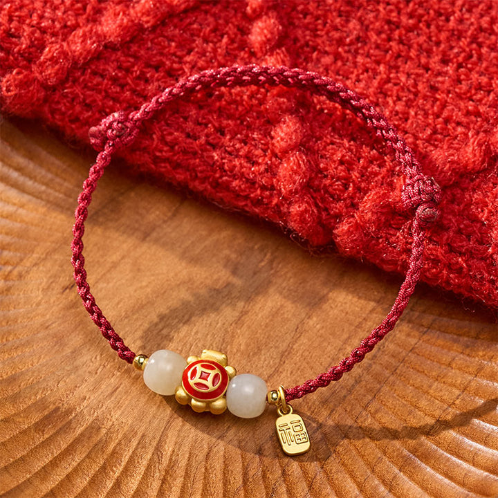Buddha Stones Braccialetto di forza intrecciato a mano con cordino rosso tartaruga - image 4