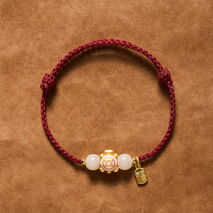 Buddha Stones Braccialetto di forza intrecciato a mano con cordino rosso tartaruga - Rosa - image 10