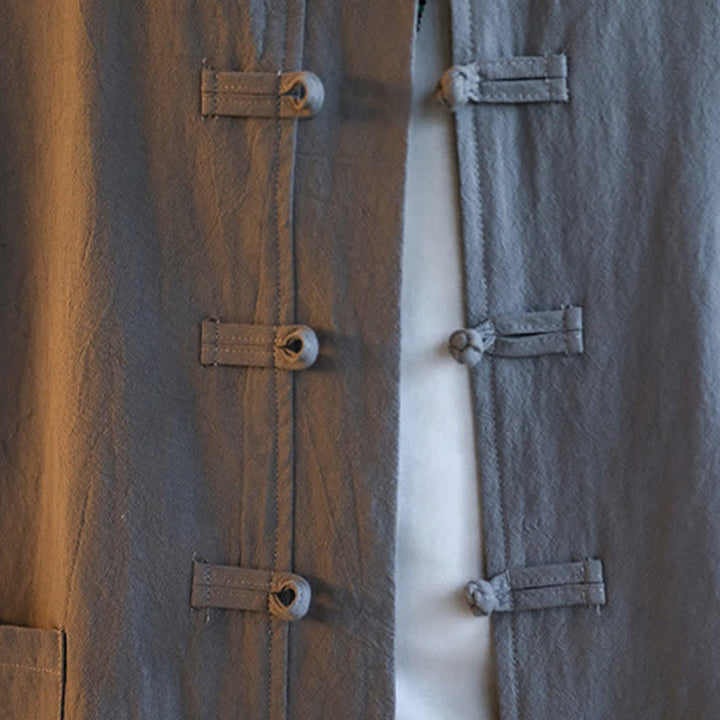 Buddha Stones 2 pezzi Zen Tang Suit da uomo Frog-Bottone Camicia a maniche lunghe Pantaloni Set con tasche - image 10