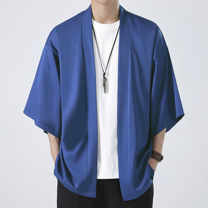 Kimono da uomo a tinta unita con apertura frontale e motivo Buddha Stones. - Blu (solo giacca) - US/UK/AU46, EU56 (5XL) - image 20