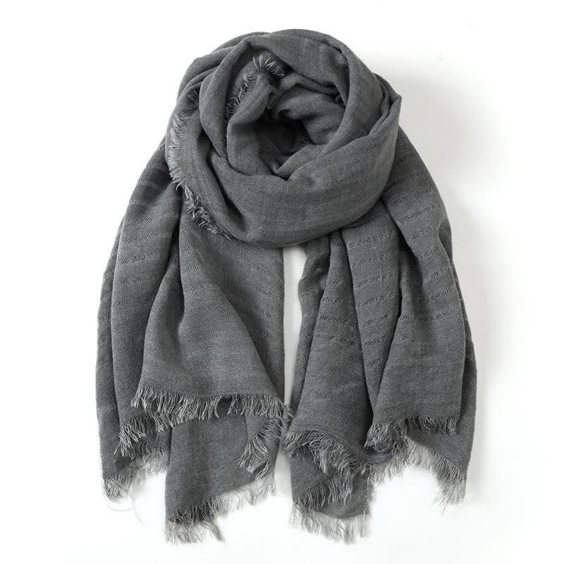Sciarpa da uomo con texture artistica e motivo Buddha Stones, ideale per tutti i giorni, per primavera e autunno. - Grigio tenue - image 10