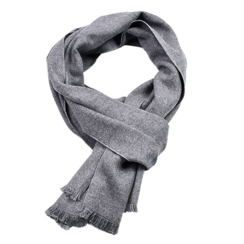 Sciarpa lunga da uomo con nappe, tinta unita, con motivo Buddha Stones, ideale per autunno/inverno. - Argento - image 0