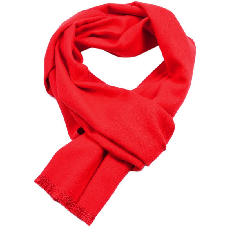 Sciarpa lunga da uomo con nappe, tinta unita, con motivo Buddha Stones, ideale per autunno/inverno. - Rosso - image 5