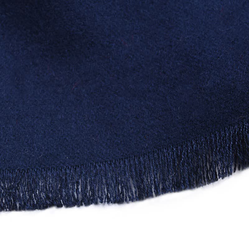 Sciarpa lunga da uomo con nappe, tinta unita, con motivo Buddha Stones, ideale per autunno/inverno. - image 3