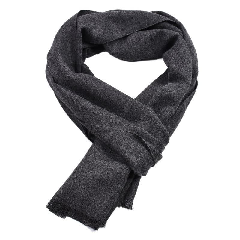 Sciarpa lunga da uomo con nappe, tinta unita, con motivo Buddha Stones, ideale per autunno/inverno. - Grigio ardesia scuro - image 6