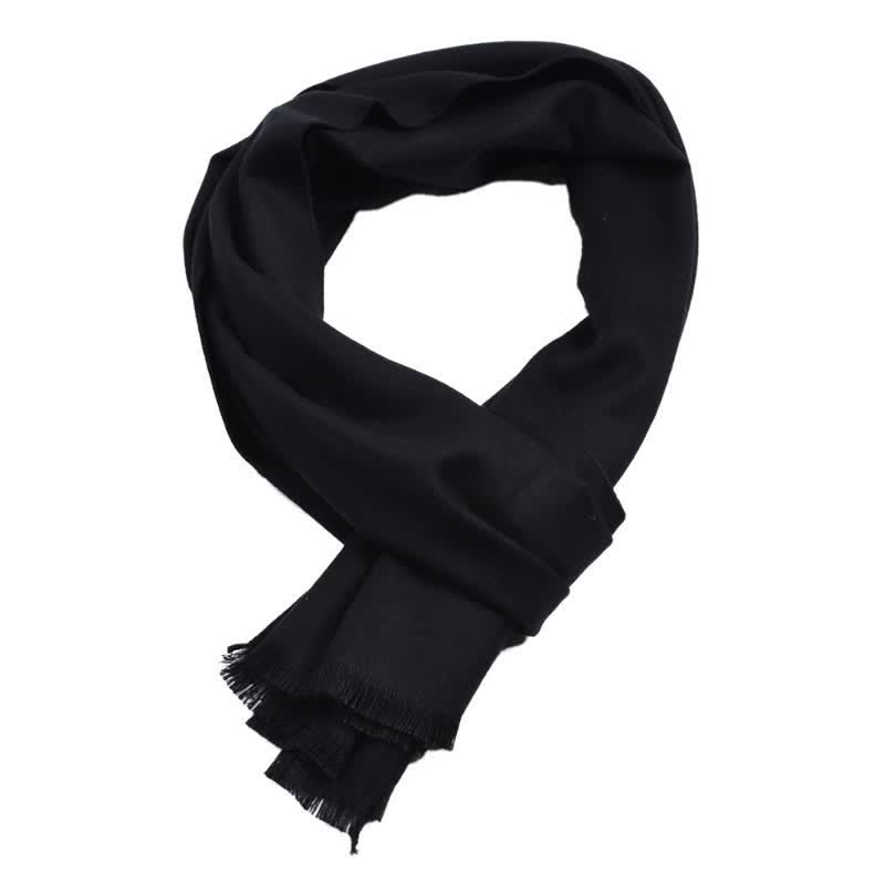 Sciarpa lunga da uomo con nappe, tinta unita, con motivo Buddha Stones, ideale per autunno/inverno. - Nero - image 4
