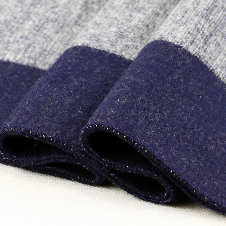 Sciarpa da uomo avvolgente con nappe e motivo a righe urbane, ideale per l'autunno e l'inverno, con motivo Buddha Stones. - image 11