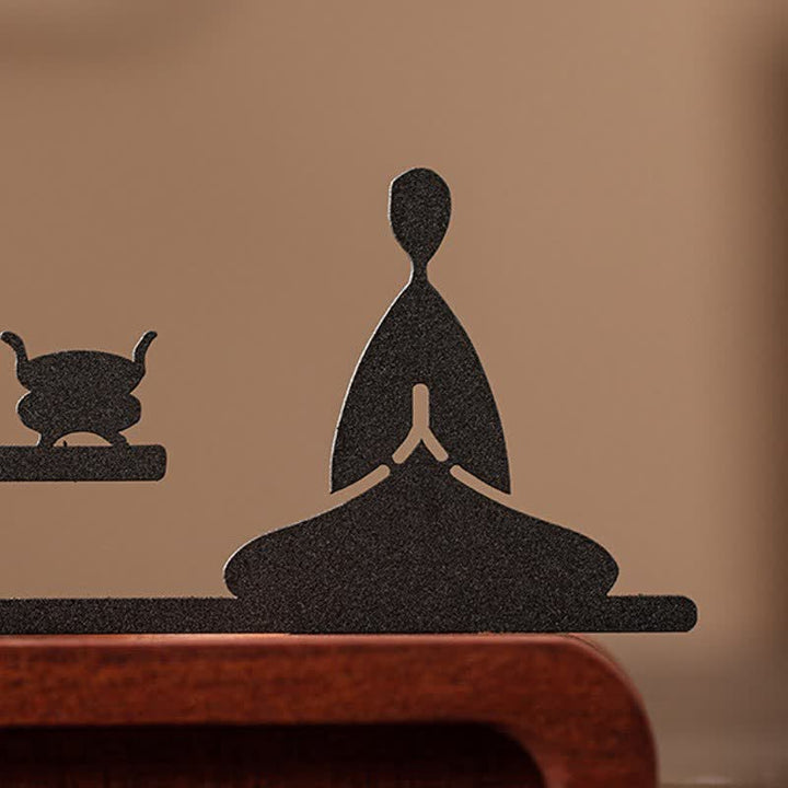 Buddha Stones Bruciatore di incenso da meditazione Zen Monk in legno naturale e ferro - image 7