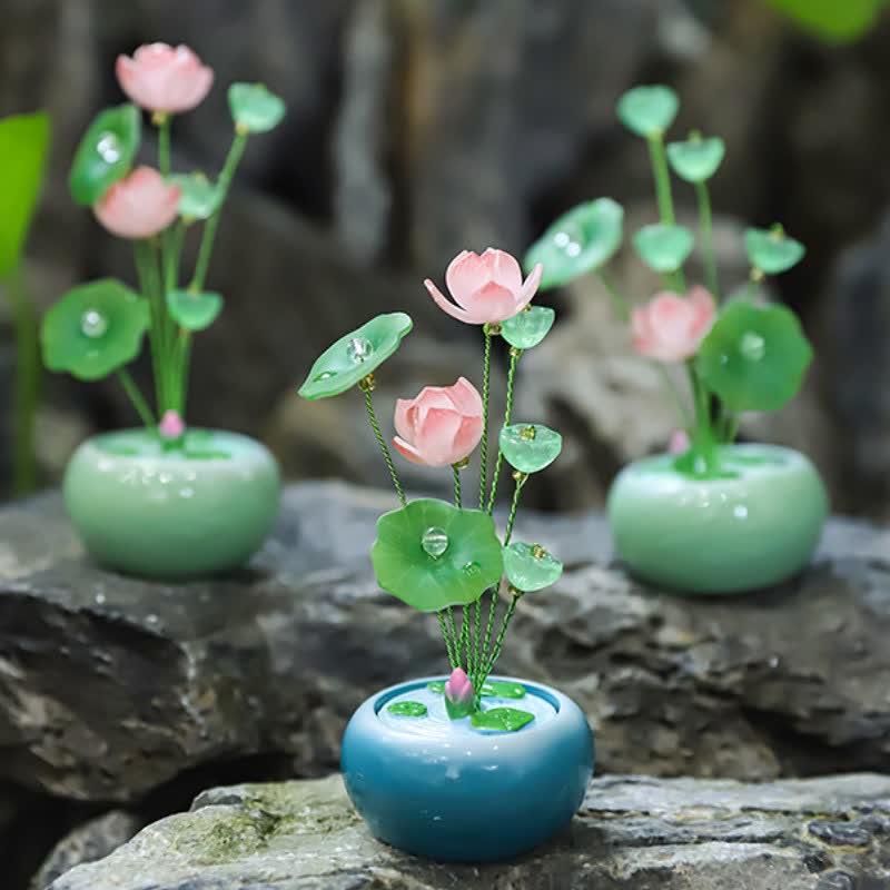 Buddha Stones Vaso profumato a forma di goccia di loto in resina, per una vita consapevole. - image 11