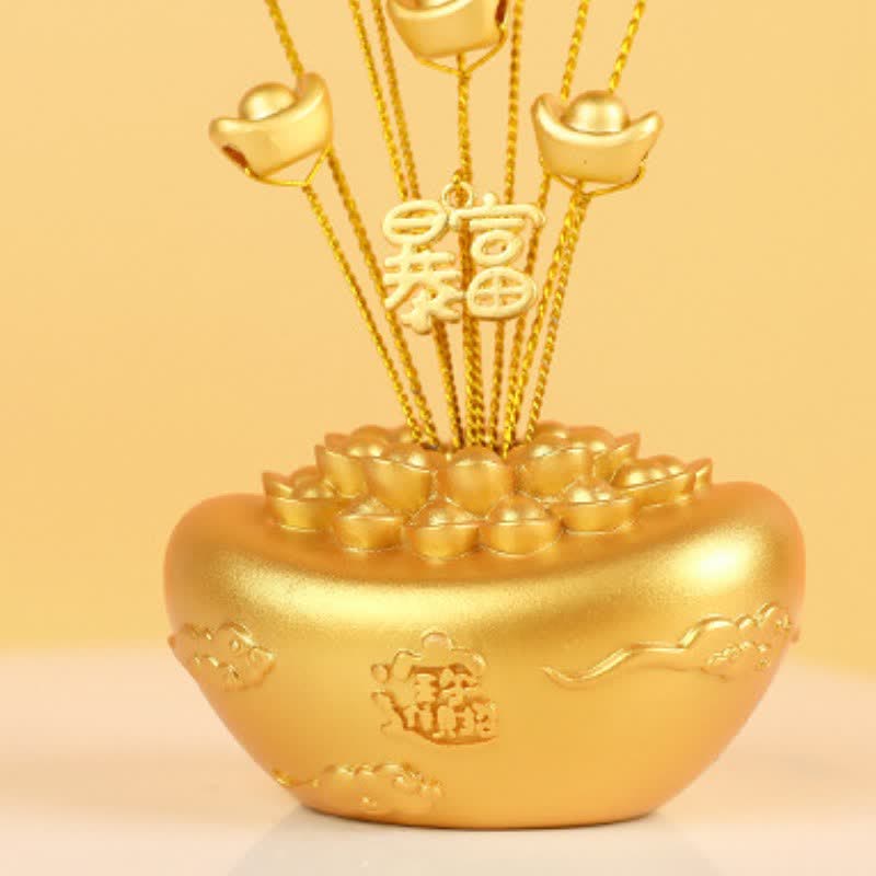 Buddha Stones Ciotola del tesoro a forma di lingotto d'oro, simbolo di buona fortuna e ricchezza da tavolo. - image 8