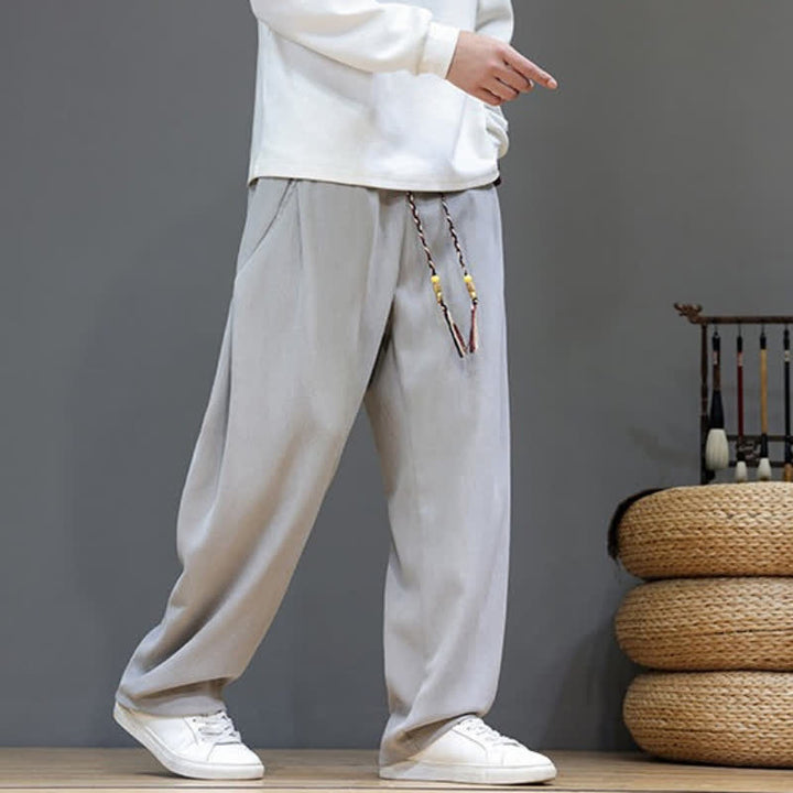 Buddha Stones Pantaloni lunghi da uomo a gamba dritta, tinta unita, con coulisse, ideali per autunno/inverno, con tasche. - image 20