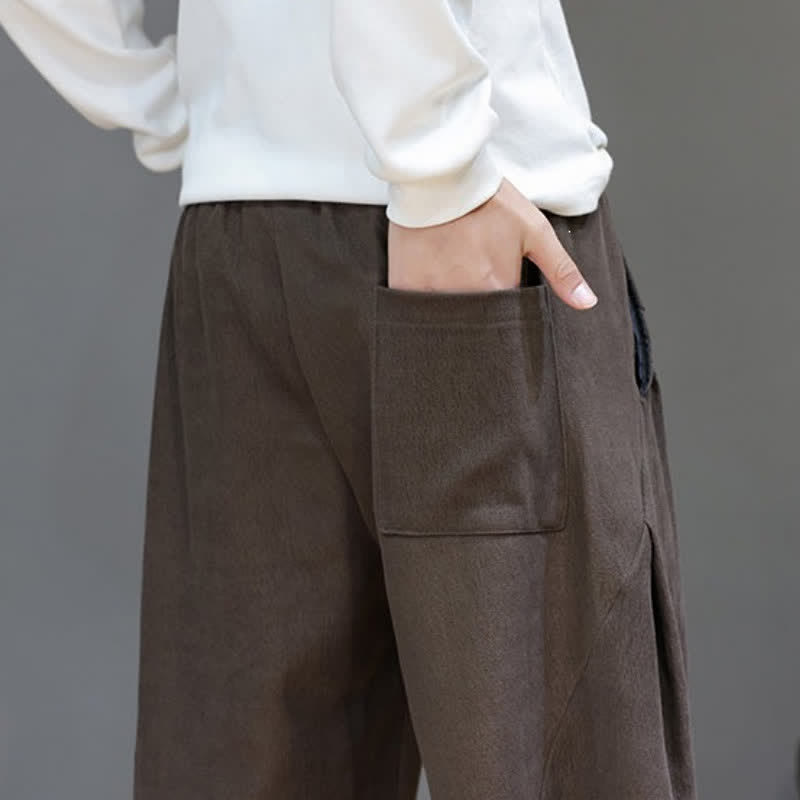 Buddha Stones Pantaloni lunghi da uomo a gamba dritta, tinta unita, con coulisse, ideali per autunno/inverno, con tasche. - image 10
