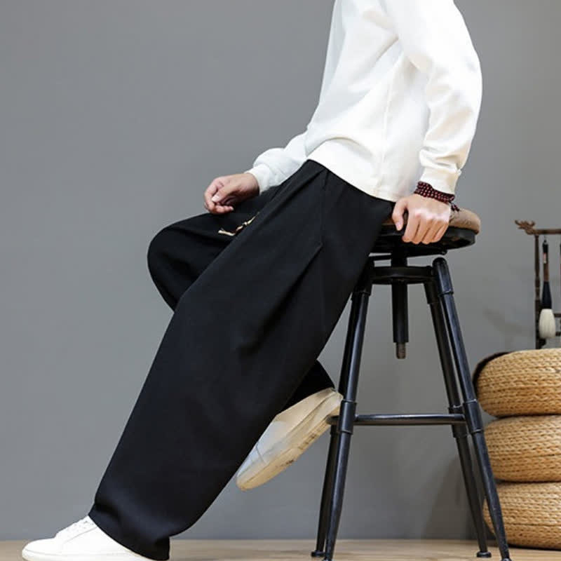 Buddha Stones Pantaloni lunghi da uomo a gamba dritta, tinta unita, con coulisse, ideali per autunno/inverno, con tasche. - image 17