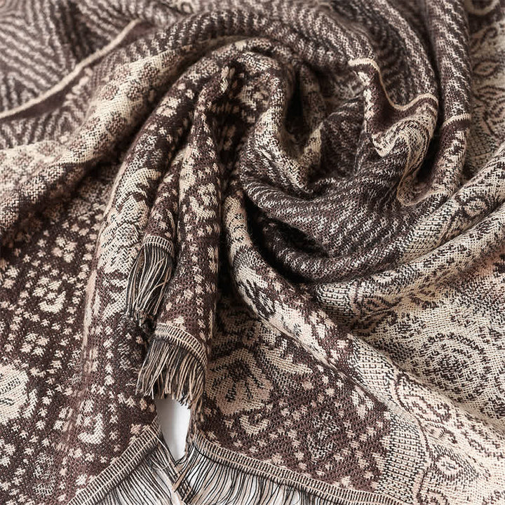 Sciarpa da uomo reversibile autunno/inverno con motivo paisley geometrico e nappe, ispirata Buddha Stones. - image 8
