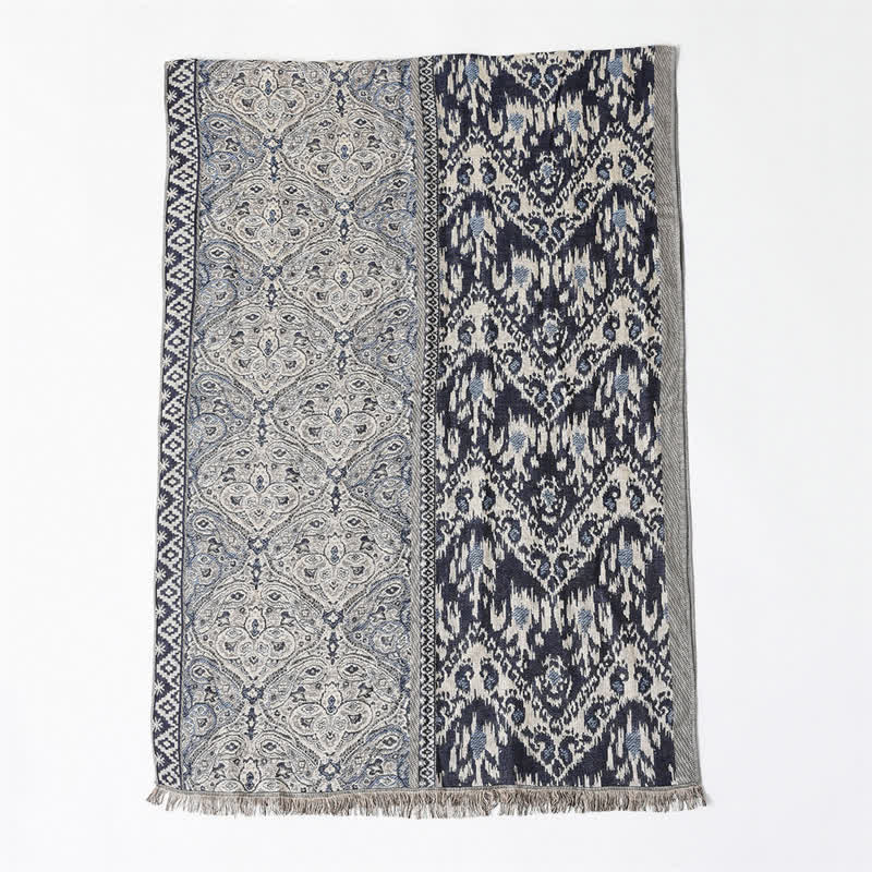 Sciarpa da uomo reversibile autunno/inverno con motivo paisley geometrico e nappe, ispirata Buddha Stones. - image 11
