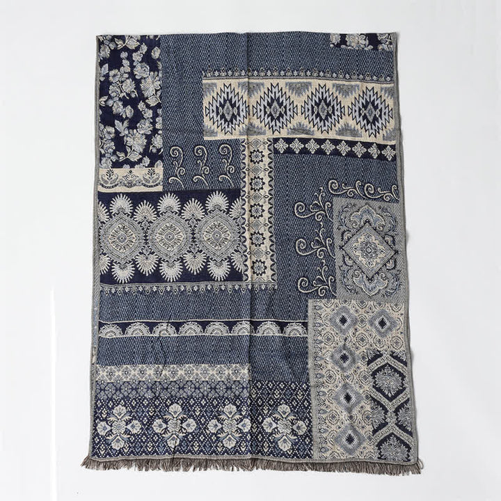 Sciarpa da uomo reversibile autunno/inverno con motivo paisley geometrico e nappe, ispirata Buddha Stones. - image 3