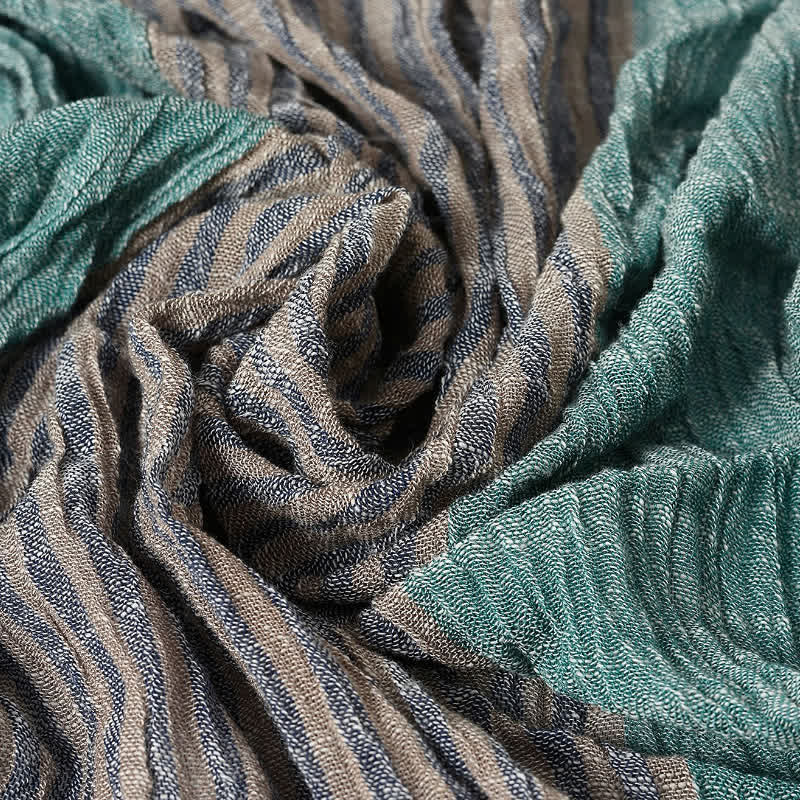 Sciarpa da uomo da viaggio con motivo a righe e blocchi di colore, con nappe, ispirata a Buddha Stones per primavera e autunno. - image 22