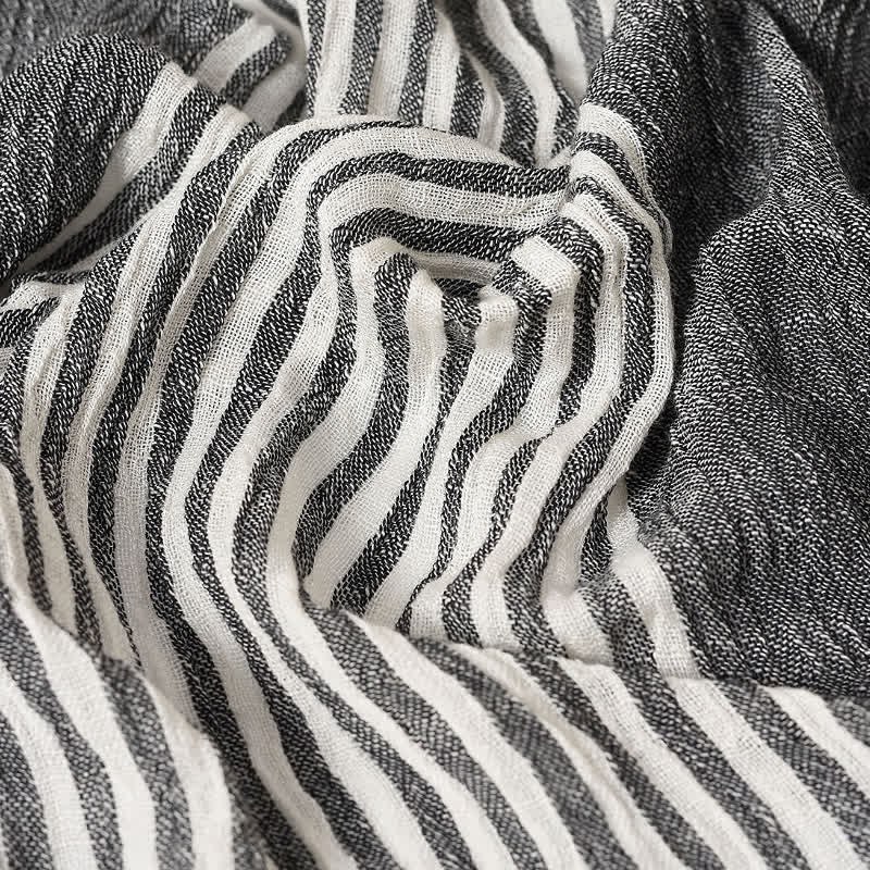 Sciarpa da uomo da viaggio con motivo a righe e blocchi di colore, con nappe, ispirata a Buddha Stones per primavera e autunno. - image 12