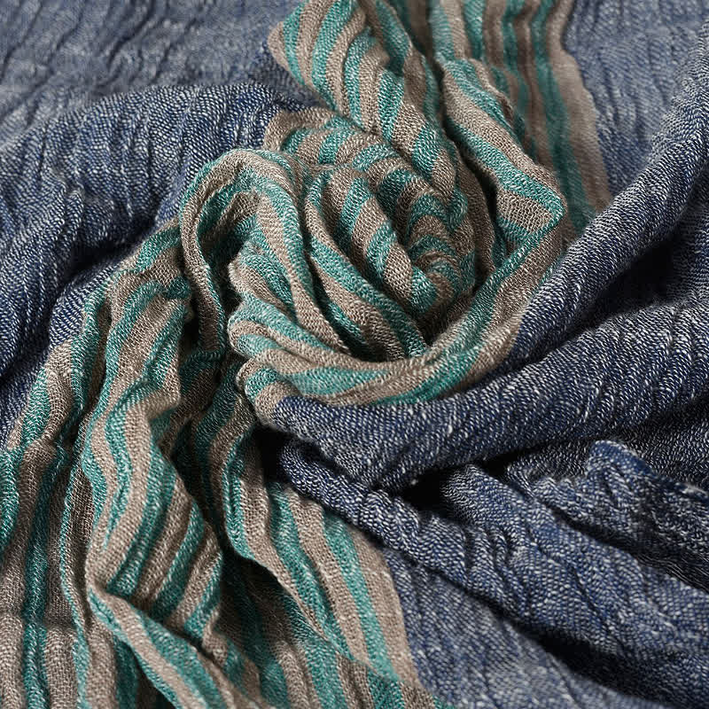 Sciarpa da uomo da viaggio con motivo a righe e blocchi di colore, con nappe, ispirata a Buddha Stones per primavera e autunno. - image 28