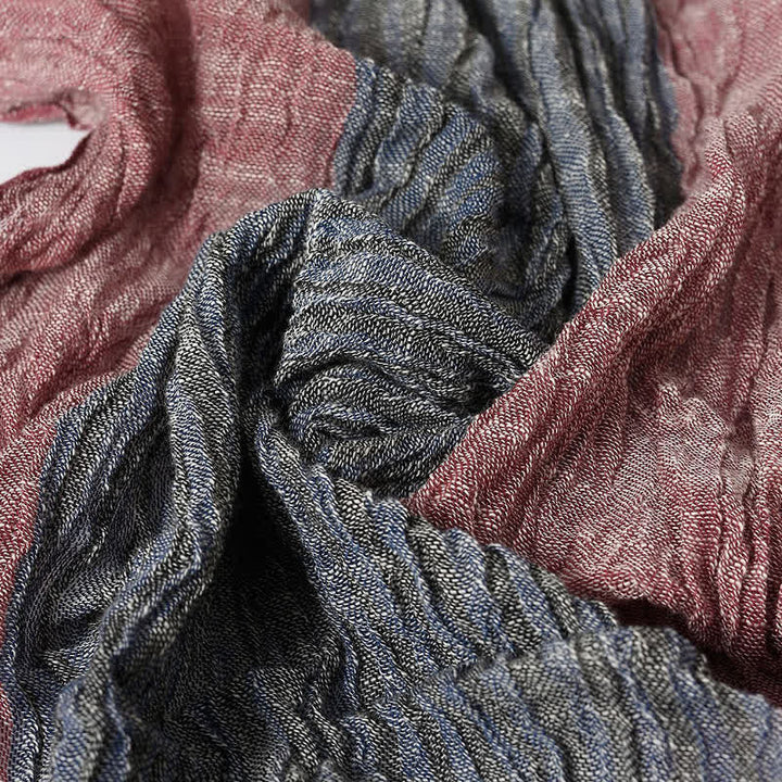 Sciarpa da uomo da viaggio con motivo a righe e blocchi di colore, con nappe, ispirata a Buddha Stones per primavera e autunno. - image 3