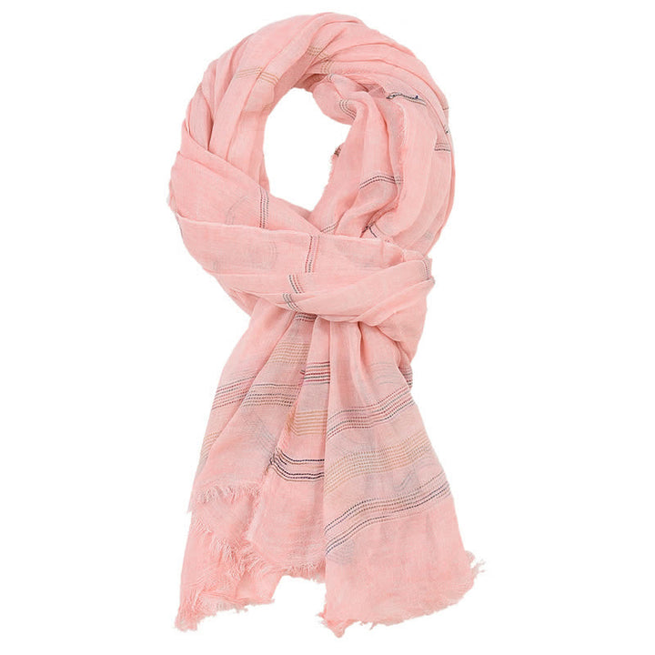 Sciarpa da uomo con nappe sfrangiate e motivo Buddha Stones, tonalità terra, primavera/autunno. - Rosa chiaro - Circa 35,4 pollici × 74,8 pollici / 90 × 190 cm - image 6