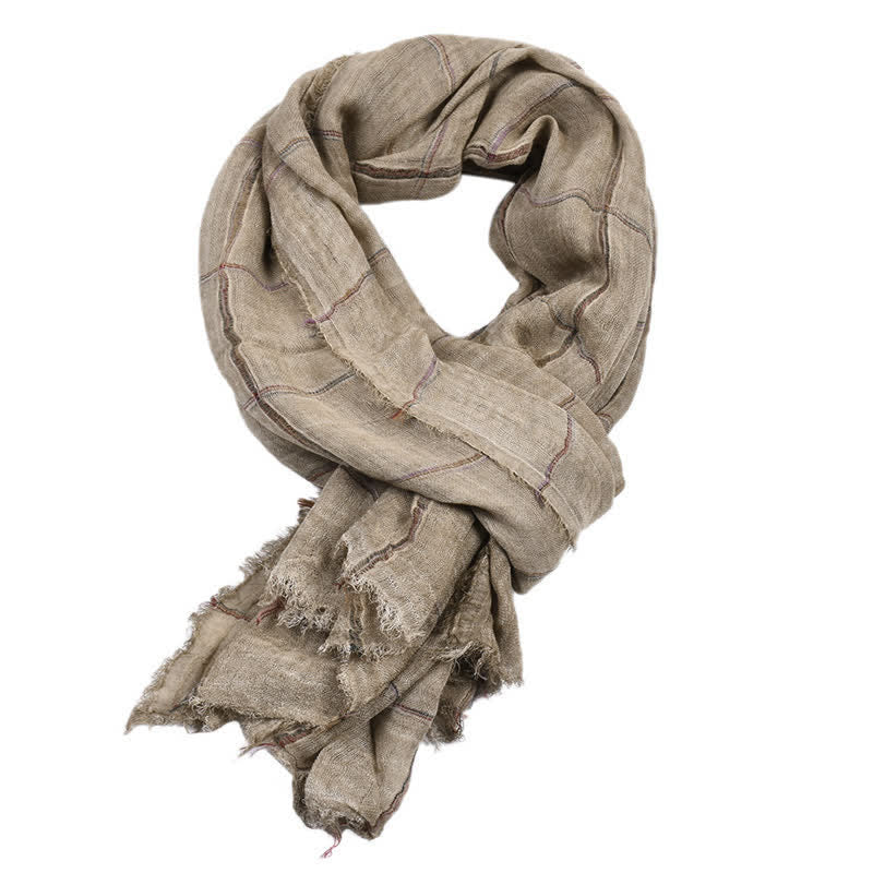 Sciarpa da uomo casual con motivo a quadri Buddha Stones per primavera/autunno. - Tan - Circa 39,4 pollici × 74,8 pollici / 100 × 190 cm - image 12