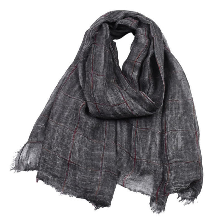 Sciarpa da uomo casual con motivo a quadri Buddha Stones per primavera/autunno. - Nero - Circa 39,4 pollici × 74,8 pollici / 100 × 190 cm - image 0