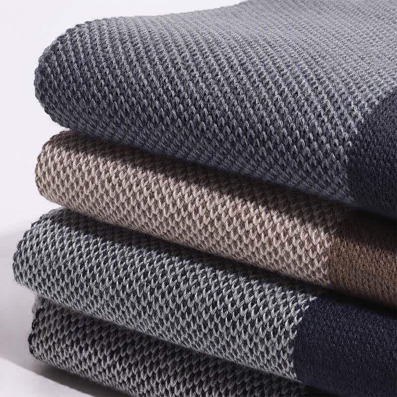 Sciarpa da uomo accogliente in maglia con motivo Buddha Stones, ideale per autunno/inverno, con blocchi di colore geometrici. - image 13