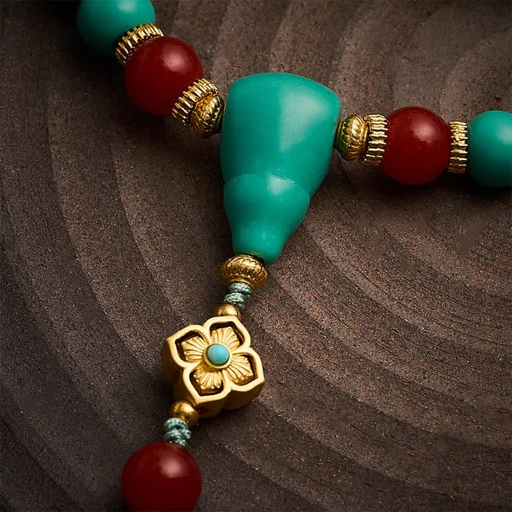 Buddha Stones Mala tibetano di turchese, rotondo, con 108 perle, simbolo di forza. - image 4