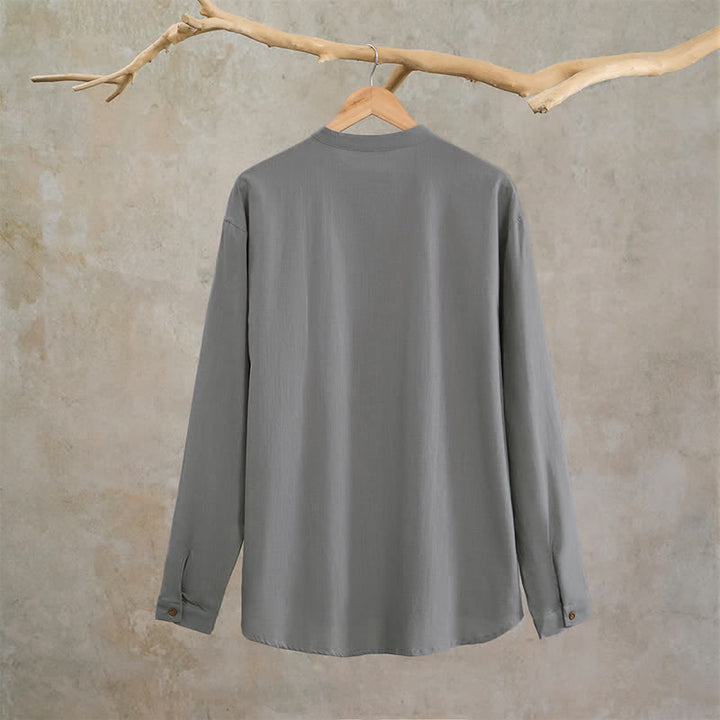 Buddha Stones Camicia da uomo a maniche lunghe in cotone, stile Tang, casual, primavera/estate, con motivo geometrico. - image 9