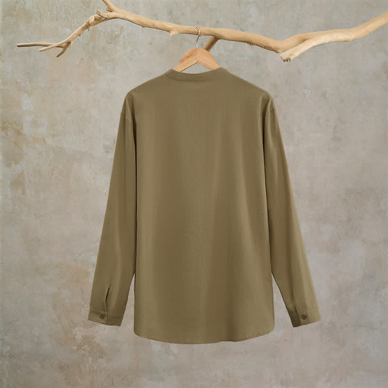 Buddha Stones Camicia da uomo a maniche lunghe in cotone, stile Tang, casual, primavera/estate, con motivo geometrico. - image 16