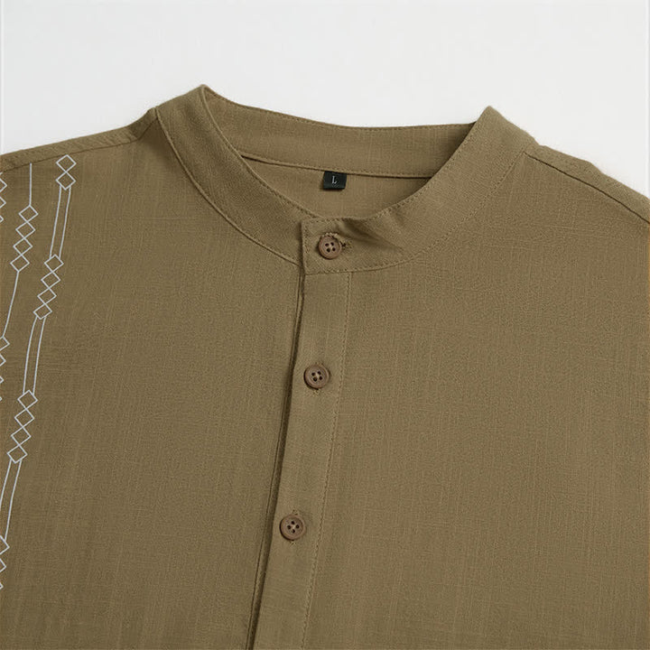 Buddha Stones Camicia da uomo a maniche lunghe in cotone, stile Tang, casual, primavera/estate, con motivo geometrico. - image 17