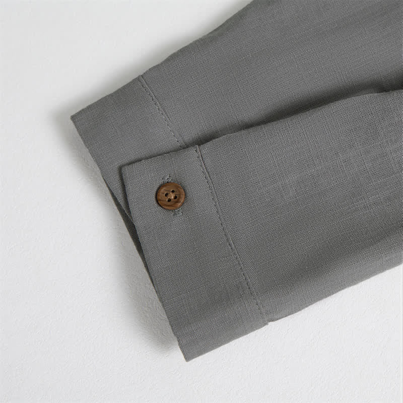 Buddha Stones Camicia da uomo a maniche lunghe in cotone, stile Tang, casual, primavera/estate, con motivo geometrico. - image 12