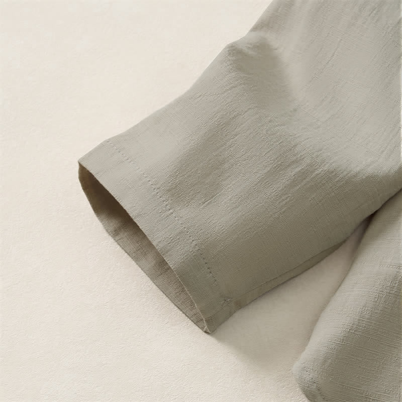 Camicia da donna a maniche lunghe in cotone tinta unita, stile Tang, con colletto alla coreana e stampa Buddha Stones, ideale per primavera e autunno. - image 14
