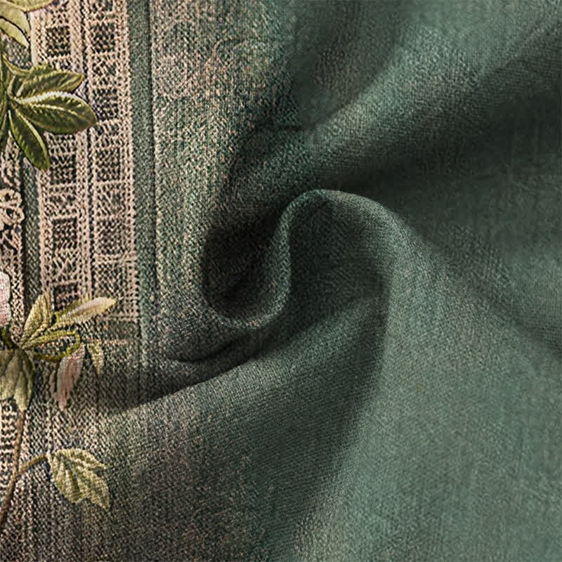 Buddha Stones Camicia da uomo a maniche lunghe con scollo a V e bottoni, in cotone, con motivo floreale vintage a tralci di vite. - image 6