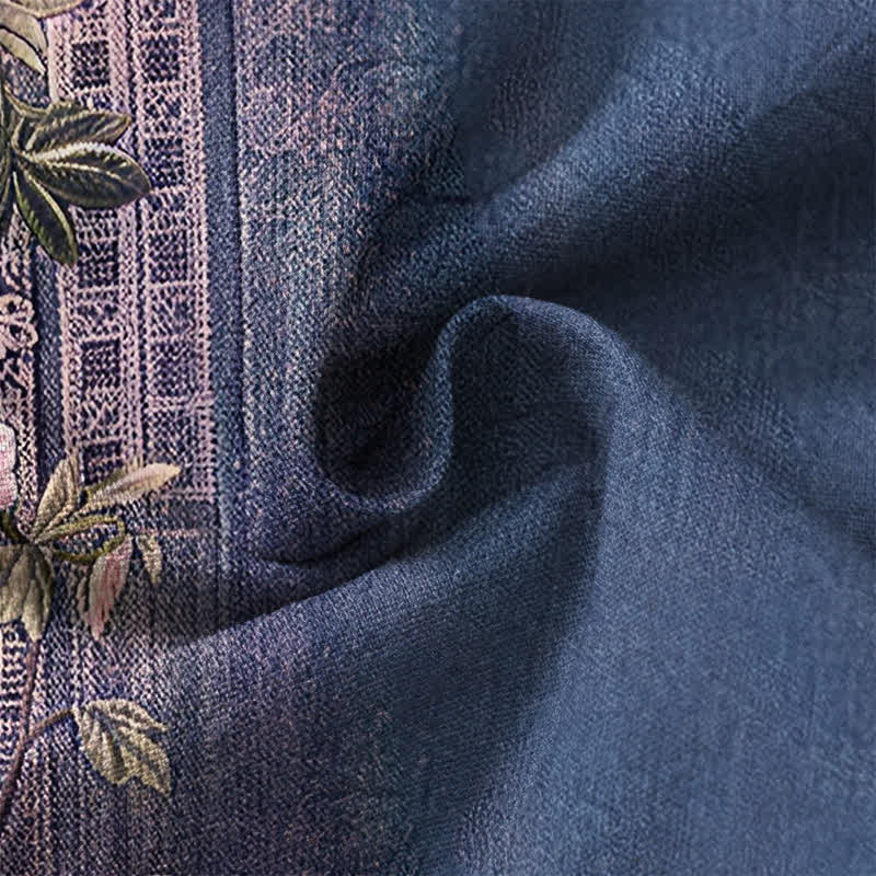 Buddha Stones Camicia da uomo a maniche lunghe con scollo a V e bottoni, in cotone, con motivo floreale vintage a tralci di vite. - image 13