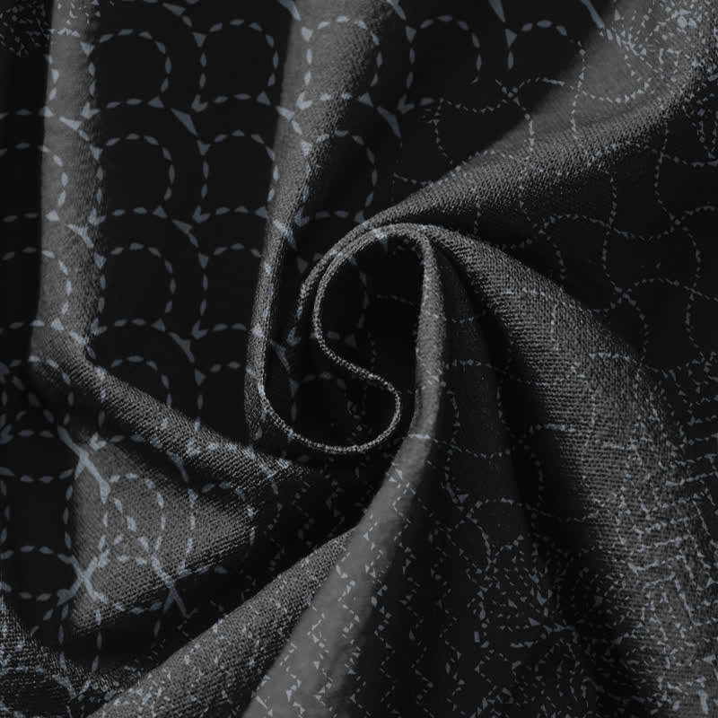Buddha Stones Pantaloni harem da uomo in puro cotone con coulisse e tasche, fantasia geometrica a onde. - image 17
