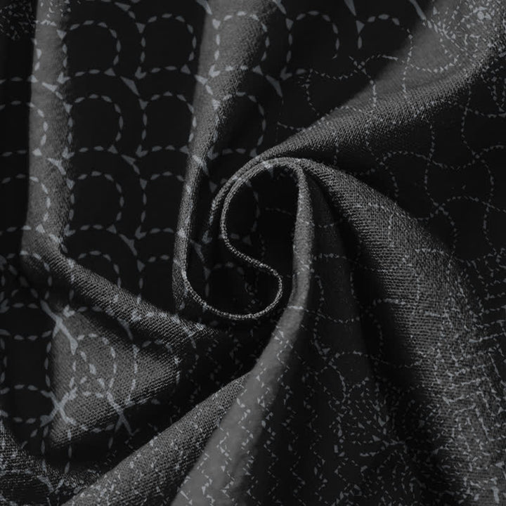 Buddha Stones Pantaloni harem da uomo in puro cotone con coulisse e tasche, fantasia geometrica a onde. - image 17