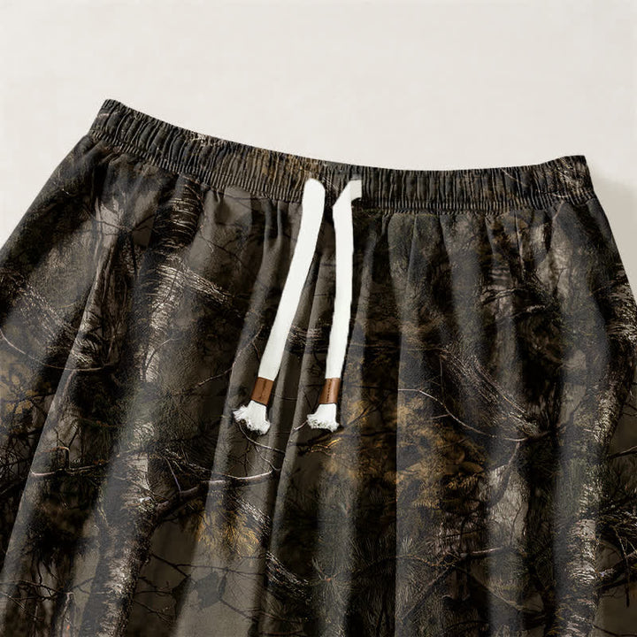 Buddha Stones Pantaloni harem da uomo in puro cotone con coulisse e tasche, fantasia mimetica effetto marmo. - image 3