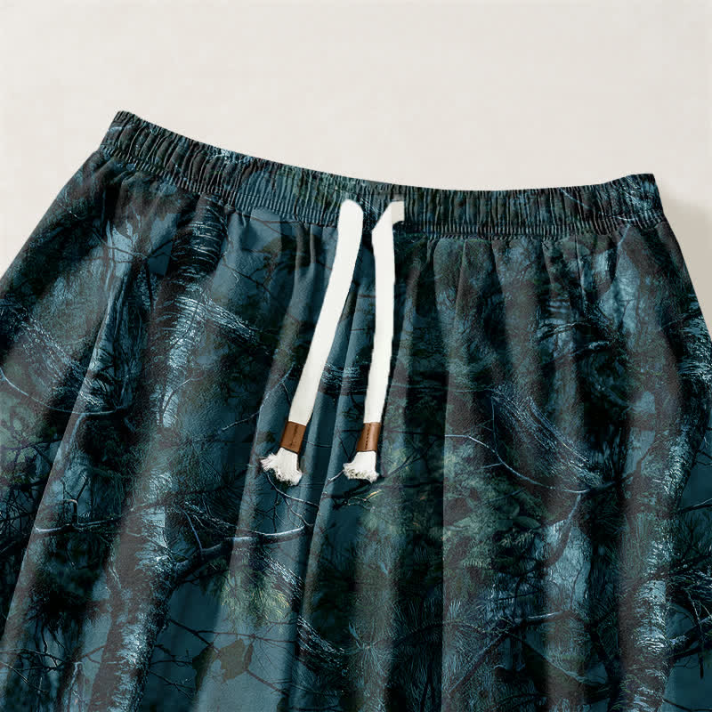 Buddha Stones Pantaloni harem da uomo in puro cotone con coulisse e tasche, fantasia mimetica effetto marmo. - image 9
