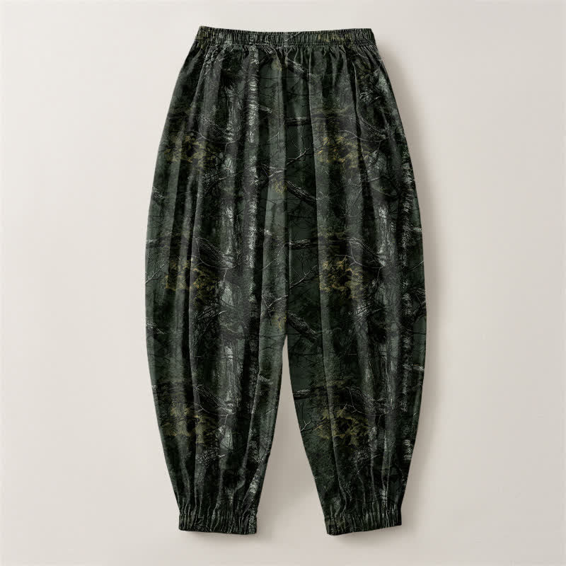 Buddha Stones Pantaloni harem da uomo in puro cotone con coulisse e tasche, fantasia mimetica effetto marmo. - image 14