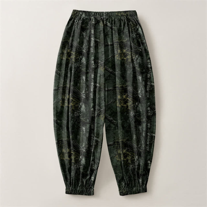 Buddha Stones Pantaloni harem da uomo in puro cotone con coulisse e tasche, fantasia mimetica effetto marmo. - image 14